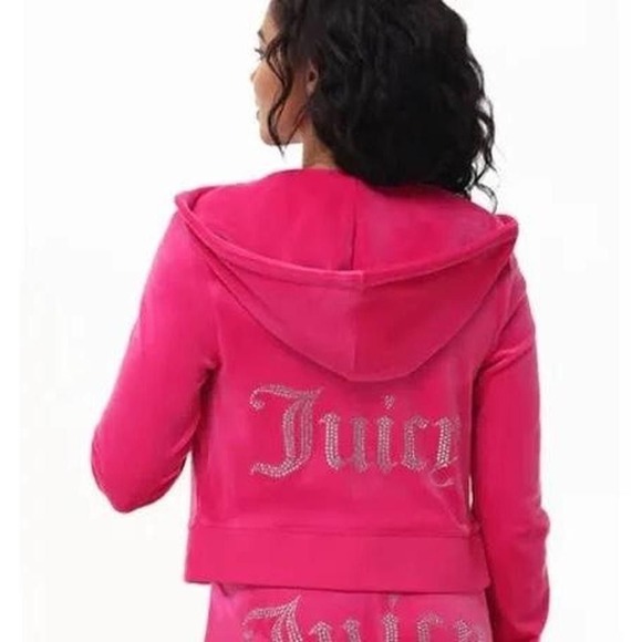Juicy Couture Tops - Juicy Couture OG Big bling velour Women's Size M hoodie